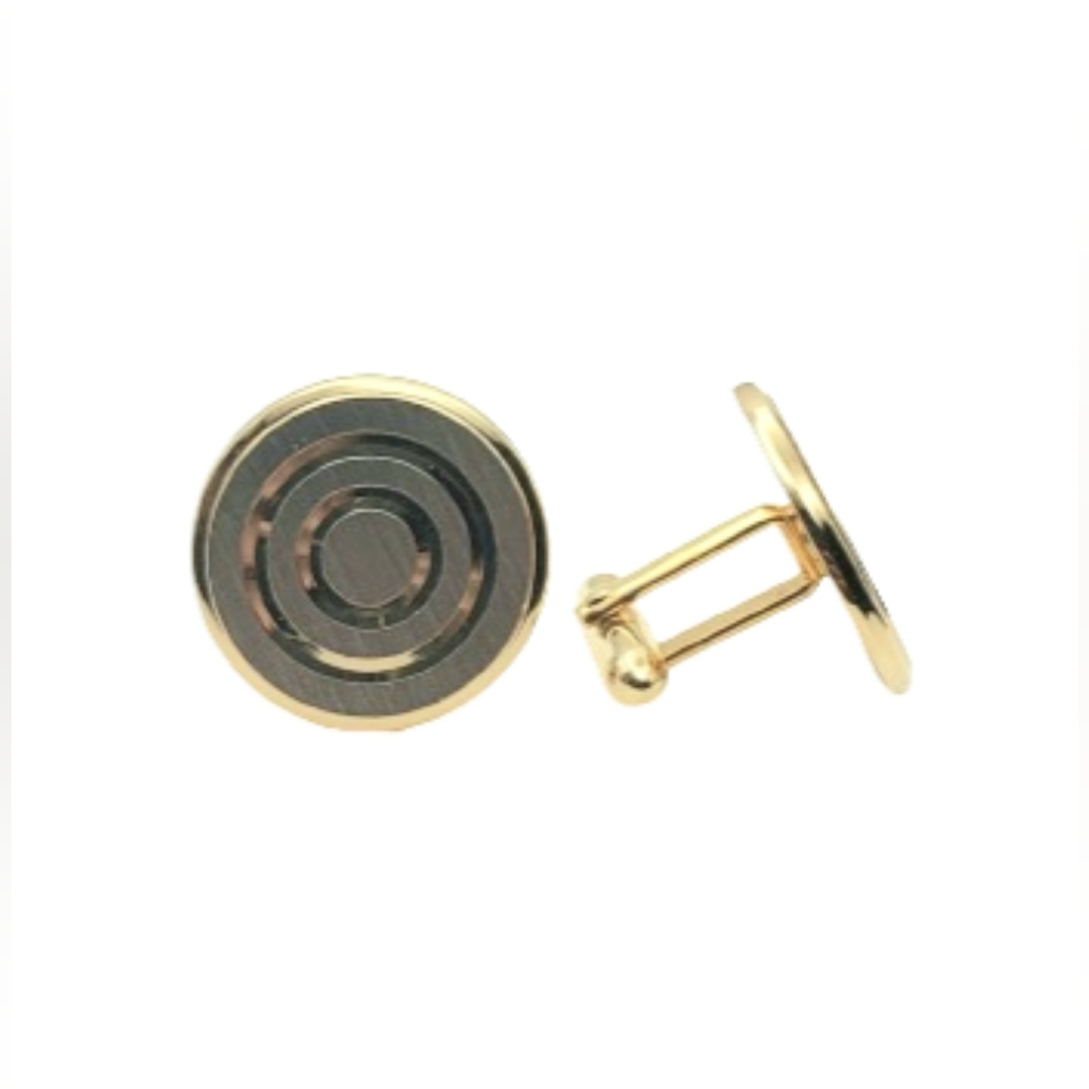 Mens Silver and Gold Bullseye Round Cuff Links